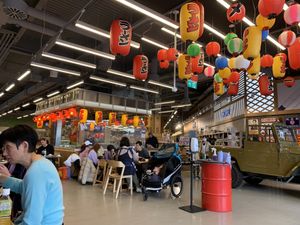 Seating area inside the shop/restaurant   at Japan Centre Ichiba in West London