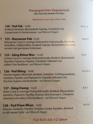 Menü  at Muang Thai in Ingolstadt