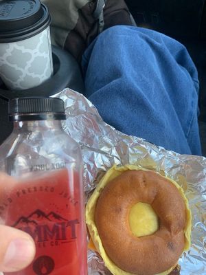 Watermelon lime juice and tasty vegan GF breakfast at Summit Coffee Co. in Fairbanks