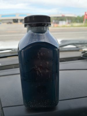 Very tasty cold pressed juice blend, with chis seeds at Summit Coffee Co. in Fairbanks