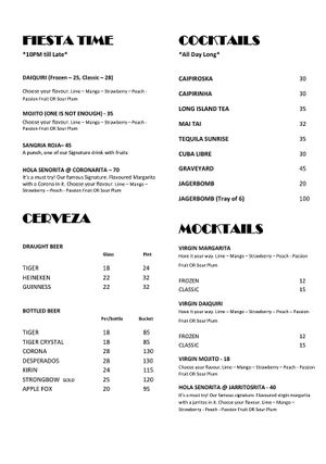 Menu at Chica Bonita - Publika in Kuala Lumpur