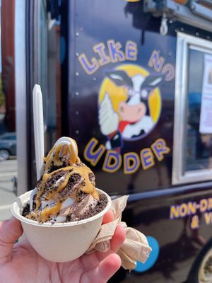 Twist soft serve with pb & Oreo at Like No Udder in Providence