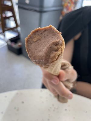 Chocolate hard ice cream gf cone  at Like No Udder in Providence