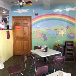 Mural to the bathroom at Like No Udder in Providence