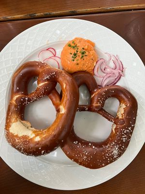 Bavarian Pretzel. (Please note that the beer cheese dip is not vegan)  at Kentucky Native Cafe in Lexington