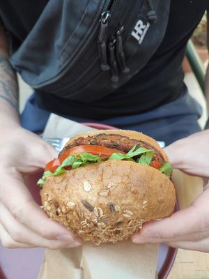 Vegan burger at Pumpkin Cafe in Antalya