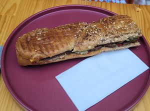 salami toast at Pumpkin Cafe in Antalya