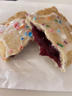 Inside of mixed berry pop tart  at Baked Vegan Sweets in Long Beach