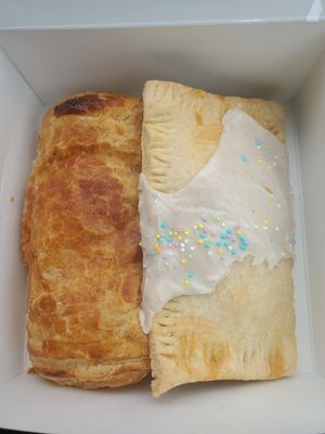 Vegan egg bacon and cheese pastry and a raspberry lemon poptart! at Baked Vegan Sweets in Long Beach