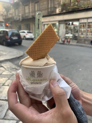 Almond and hazelnut gelato at Gelateria Al Cassaro in Palermo