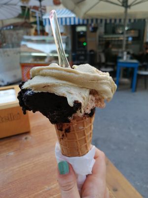 Cherry chocalate+pistachio+almond at Gelateria Al Cassaro in Palermo