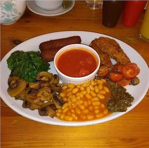 Vegan full English at The Rhubarb Shed in Sheffield