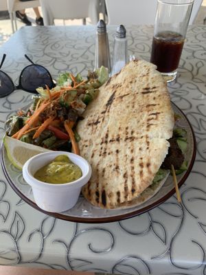 Vegan souvlaki with gorgeous side salad  at The Forest in Oroklini