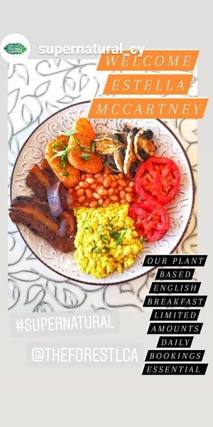 Estella McCartney vegan breakfast  at The Forest in Oroklini