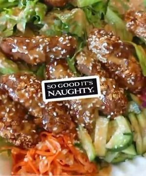 Birdless Teriyaki Wings with salad at The Forest in Oroklini