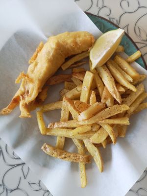 Banana blossom fish and chips at The Forest in Oroklini