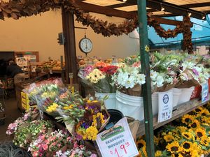 Flowers and produce at Monterey Market in Berkeley