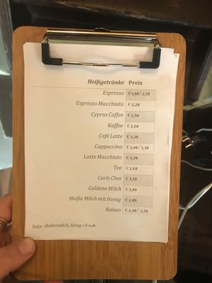 Menu, the Kakao is vegan, organic and Fairtrade  at Carls Laden in Leipzig