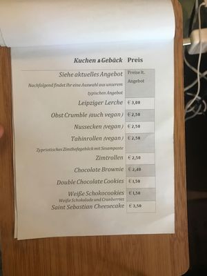 Some examples of the changing cake menu  at Carls Laden in Leipzig