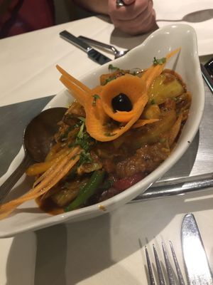 Vegetable jalfrezi  at Mahdi Lounge in Rye