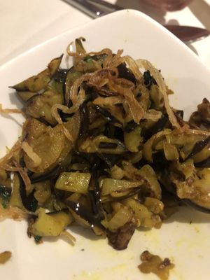 Brindal (aubergine) bhaji  at Mahdi Lounge in Rye