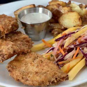 Fish + chips at MILA in Vancouver