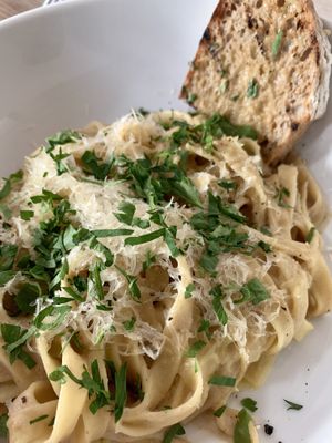 Kids Alfredo tagliatelle  at MILA in Vancouver