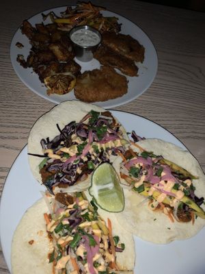 Fish + Chips & Bulgogi Tacos at MILA in Vancouver