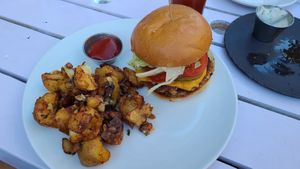 Smash burger at MILA in Vancouver