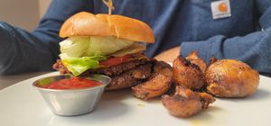 Smash burger at MILA in Vancouver