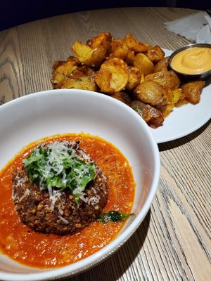 Crispy potatoes  #Veganuary at MILA in Vancouver