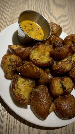 Smashed potatoes   at MILA in Vancouver