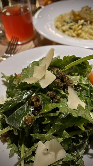 Kale salad with roasted capers   at MILA in Vancouver