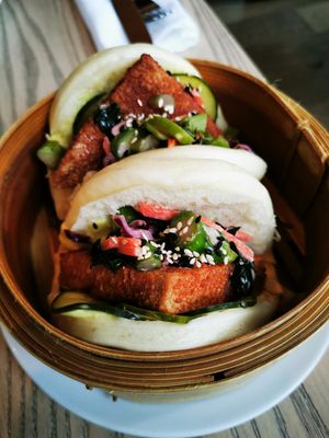 Bao with "chicken" at MILA in Vancouver