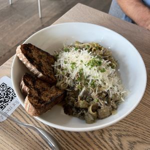 Mushroom + Sausage Tagliatelle  at MILA in Vancouver