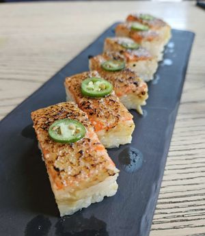 Aburi Pressed Sushi at MILA in Vancouver