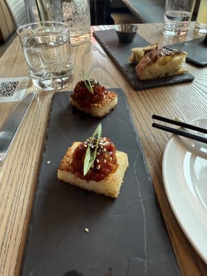 Tuna crispy sushi from Watermelon.  at MILA in Vancouver