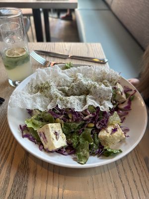 Edamame salad with Tofu  at MILA in Vancouver