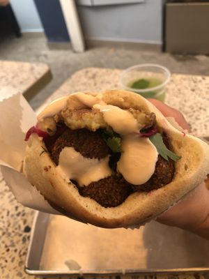 Vegan falafel sandwich.   at Nimi's in Bogota