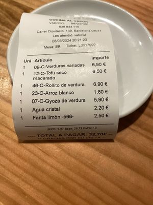 Total for the two of us   at vabowl in Barcelona