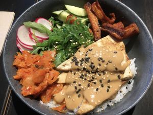 Kimchi and tofu bibimbap at Vrutal - Poblenou in Barcelona