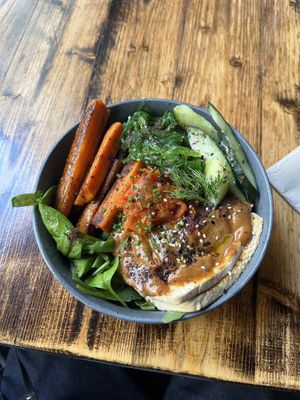 bibimbap! DELICIOUS!!  at Vrutal - Poblenou in Barcelona