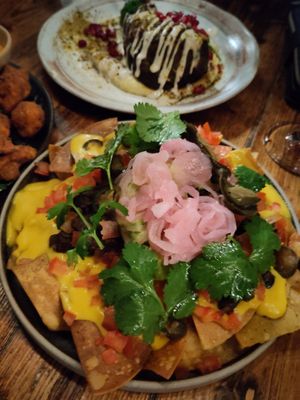 Nachos and aubergine dish at Vrutal - Poblenou in Barcelona