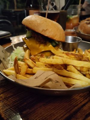 Burger and fries at Vrutal - Poblenou in Barcelona