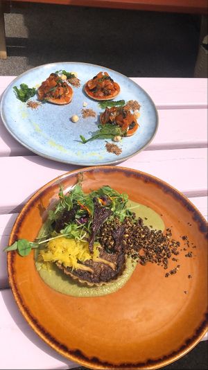 Carrot lox and mushroom tart at The Nut and Nettle in Bridlington