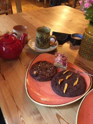 Some of the cookies and cake we ate  at The Nut and Nettle in Bridlington