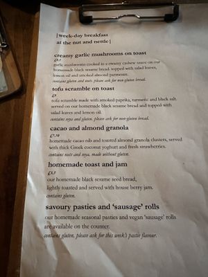 Weekday breakfast menu   at The Nut and Nettle in Bridlington