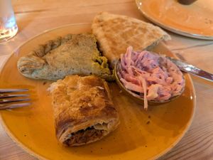 Vegan Sausage Roll, Cornish Pasty and Cauliflower & Chickpea Pasty at The Nut and Nettle in Bridlington