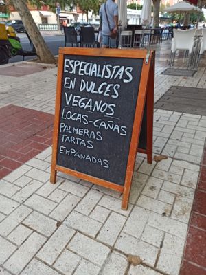 Cartel at Panadería Confitería Inma in Malaga