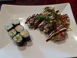 Avocado roll and shrimp tsunami roll at Yanagi Sushi in Gilbert